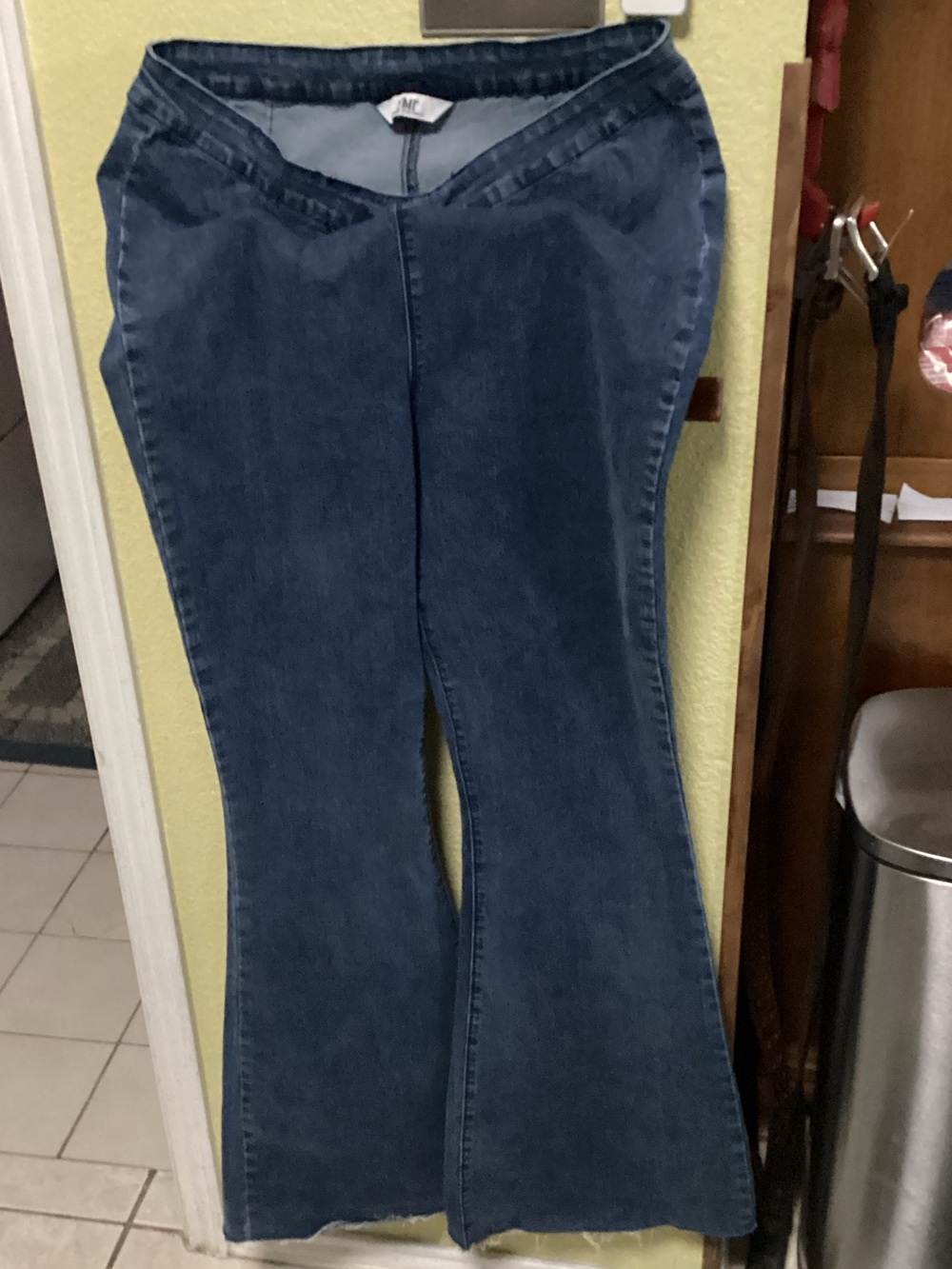 YMI Dark Blue Flare Jeans with V-Front Waist
